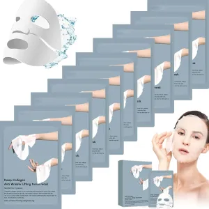 10 Pack Deep Collagen Mask, Anti-Wrinkle Overnight Mask, Korean Face Mask, Bio Collagen Face Mask Overnight,Firming and Moisturizing