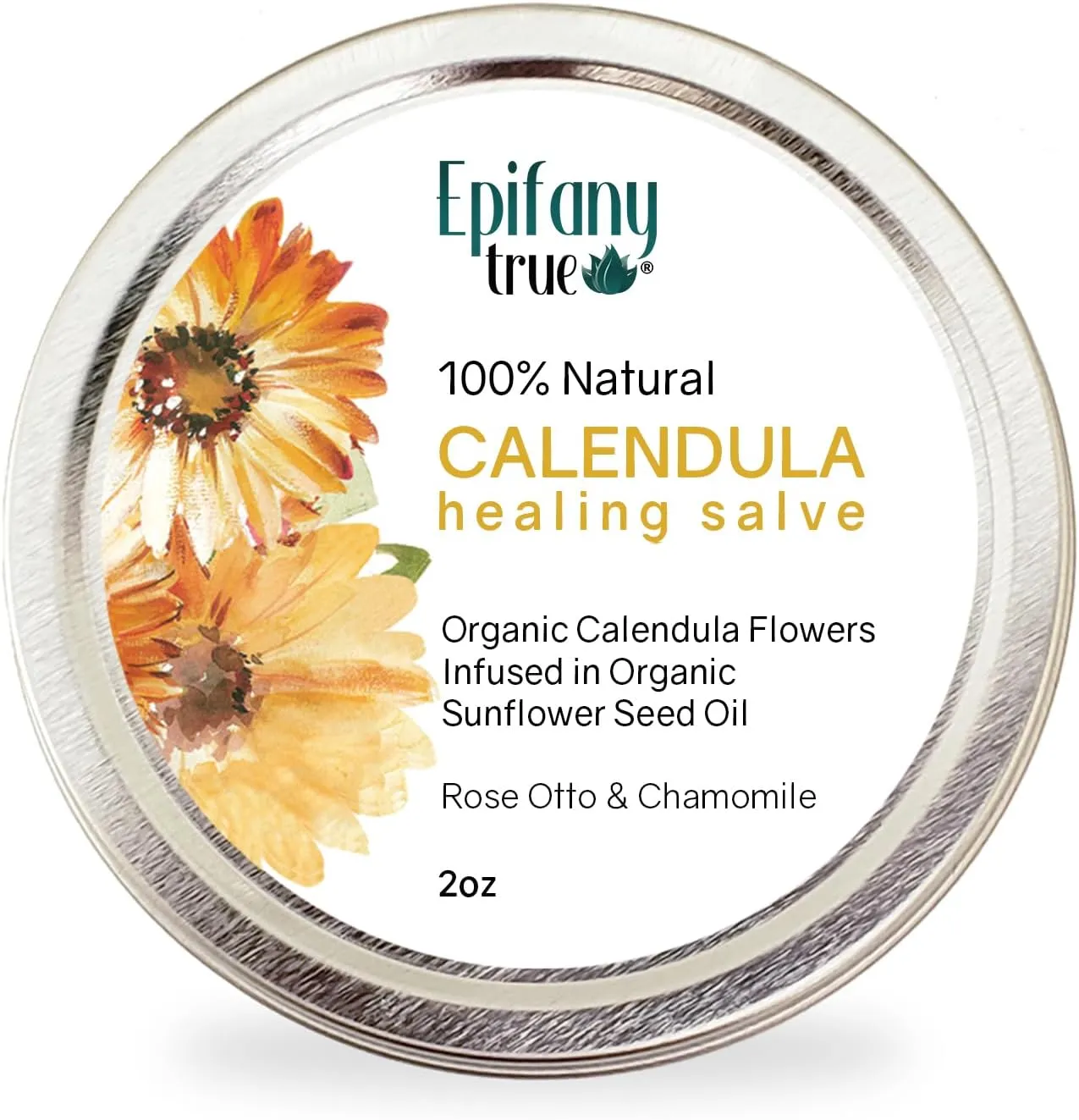 100% Natural Calendula Salve 2oz | Dry Skin Soothing Balm, Eczema Cream, Rashes, Bruises, Bug Bite Itch Relief | Organic Calendula, Organic Beeswax