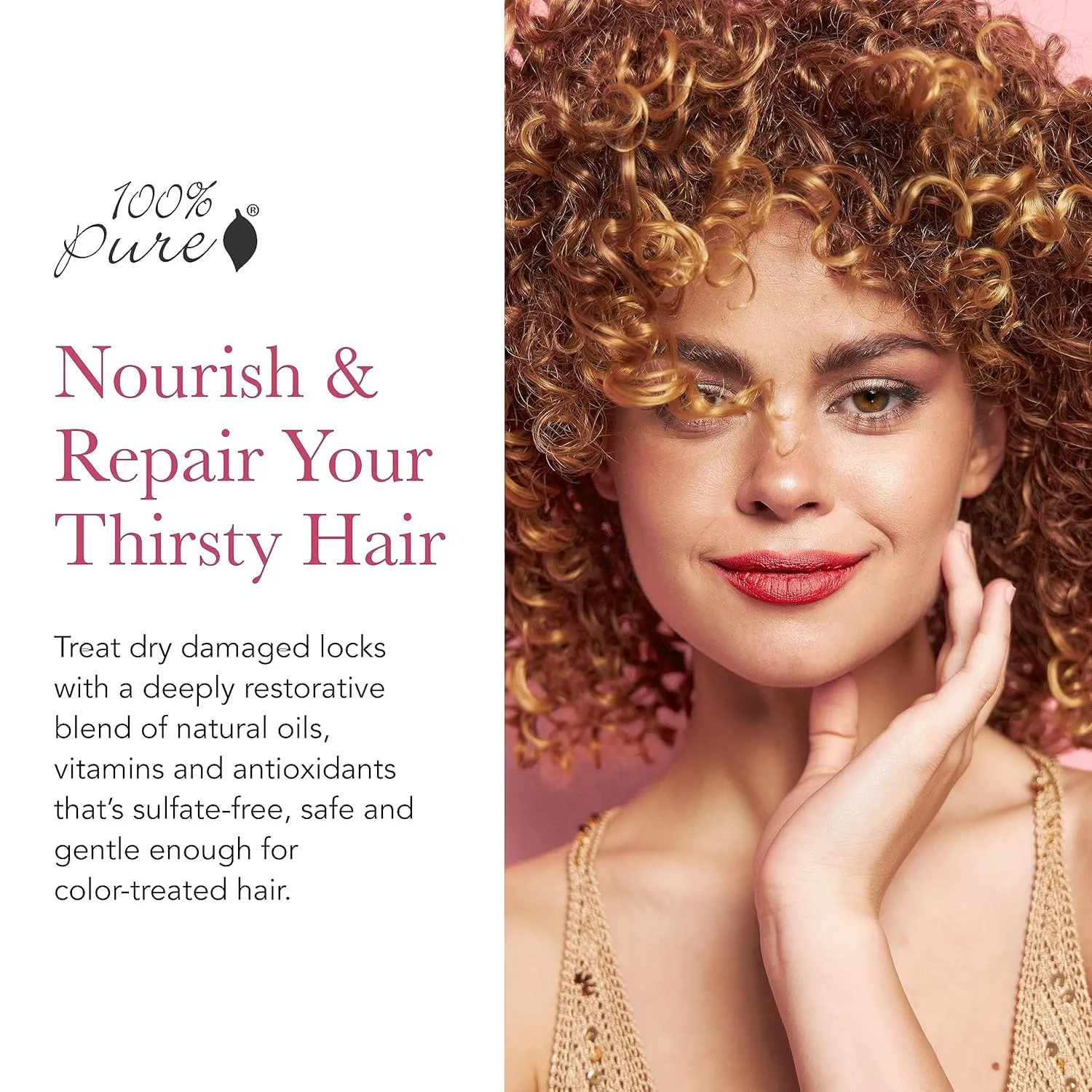 100% PURE Glossy Locks Repair Conditioner Cream Moisture Restore & Nourishing Deep Conditioning Treatment for Dry Damaged Hair Super Nutrient Hydration Boost for Women & Men - 13.5 Fl Oz