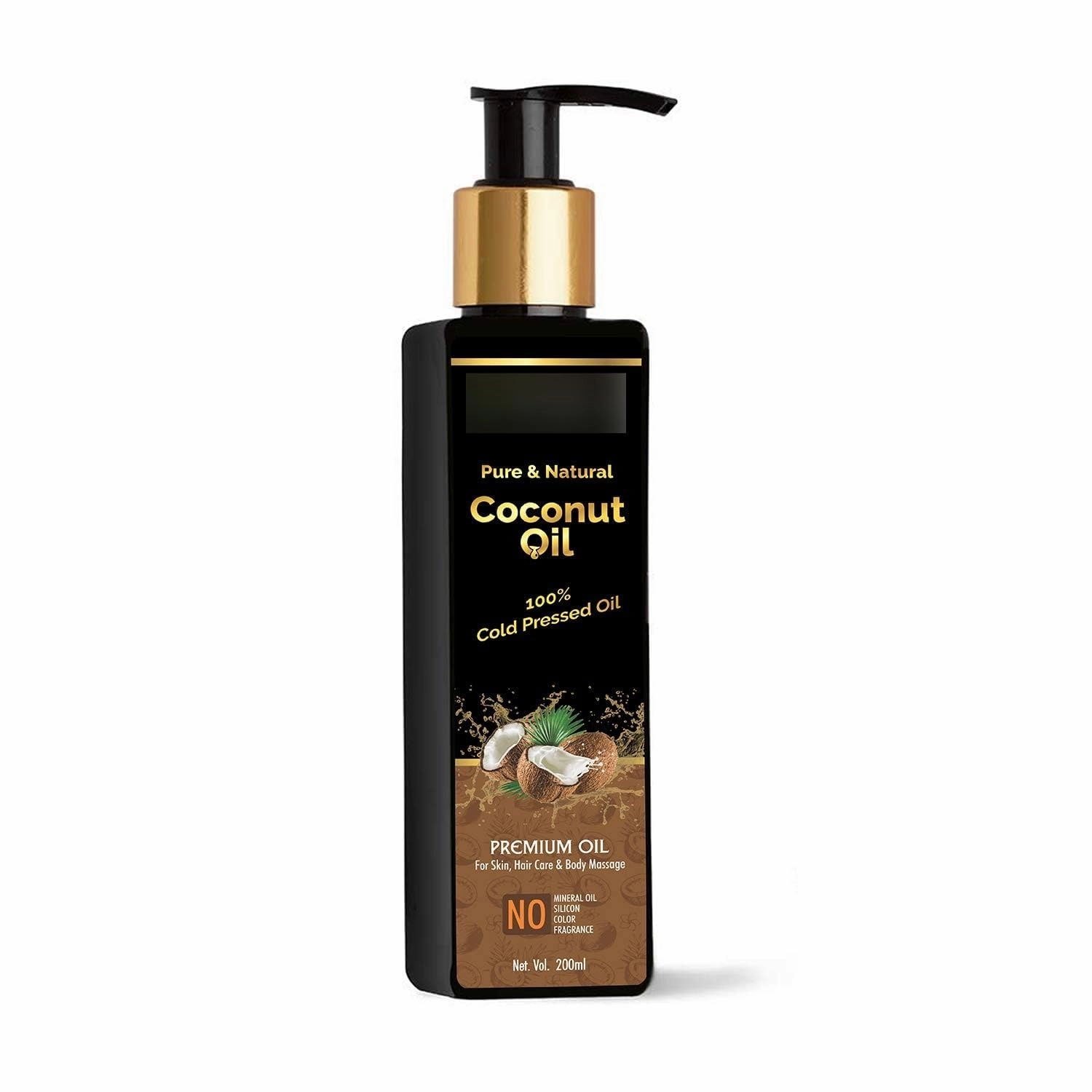 100% Natural Extra Virgin Coconut Oil | Unrefined Cold Pressed Plant Based Oil for Hair & Skin Care Oil (200ml)