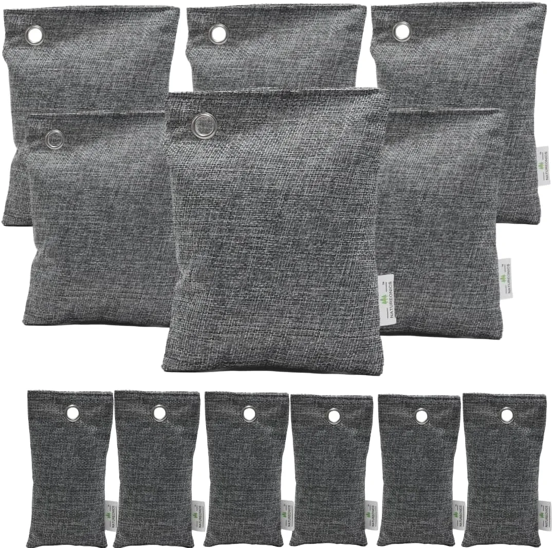 12 Packs of Charcoal Air Purifying Bags, Activated Charcoal Odor Absorber, Bamboo Charcoal Air Purifying Bag for Home, Closet Air Freshener, Deodorizer, Odor Eliminator.