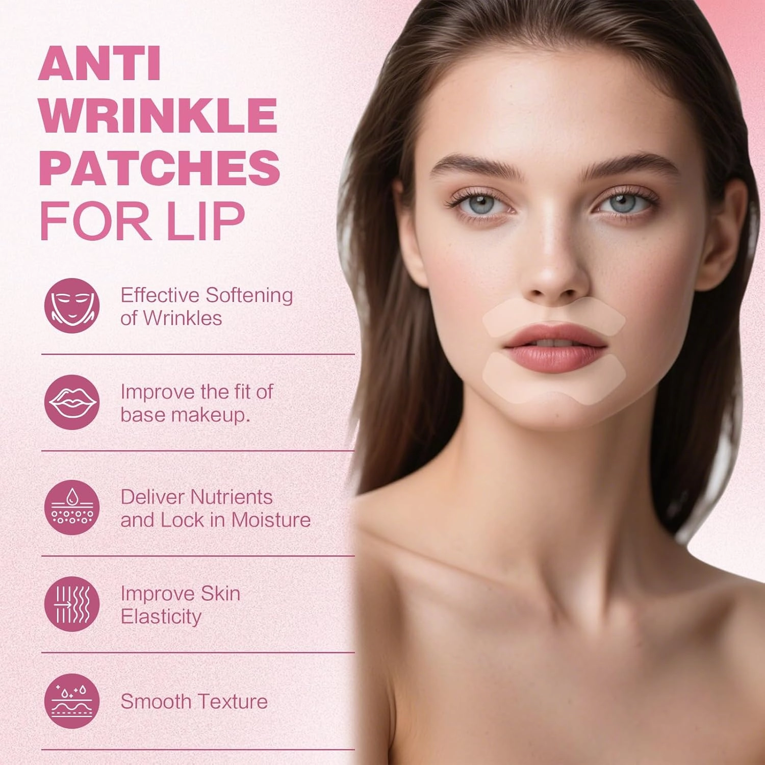 12PC Anti Wrinkle Patches for Lip, Smile Line Patches, Overnight Smoothing Anti-Wrinkle Face Patches for Smile Line & Lip Area, Wrinkles & Moisturising