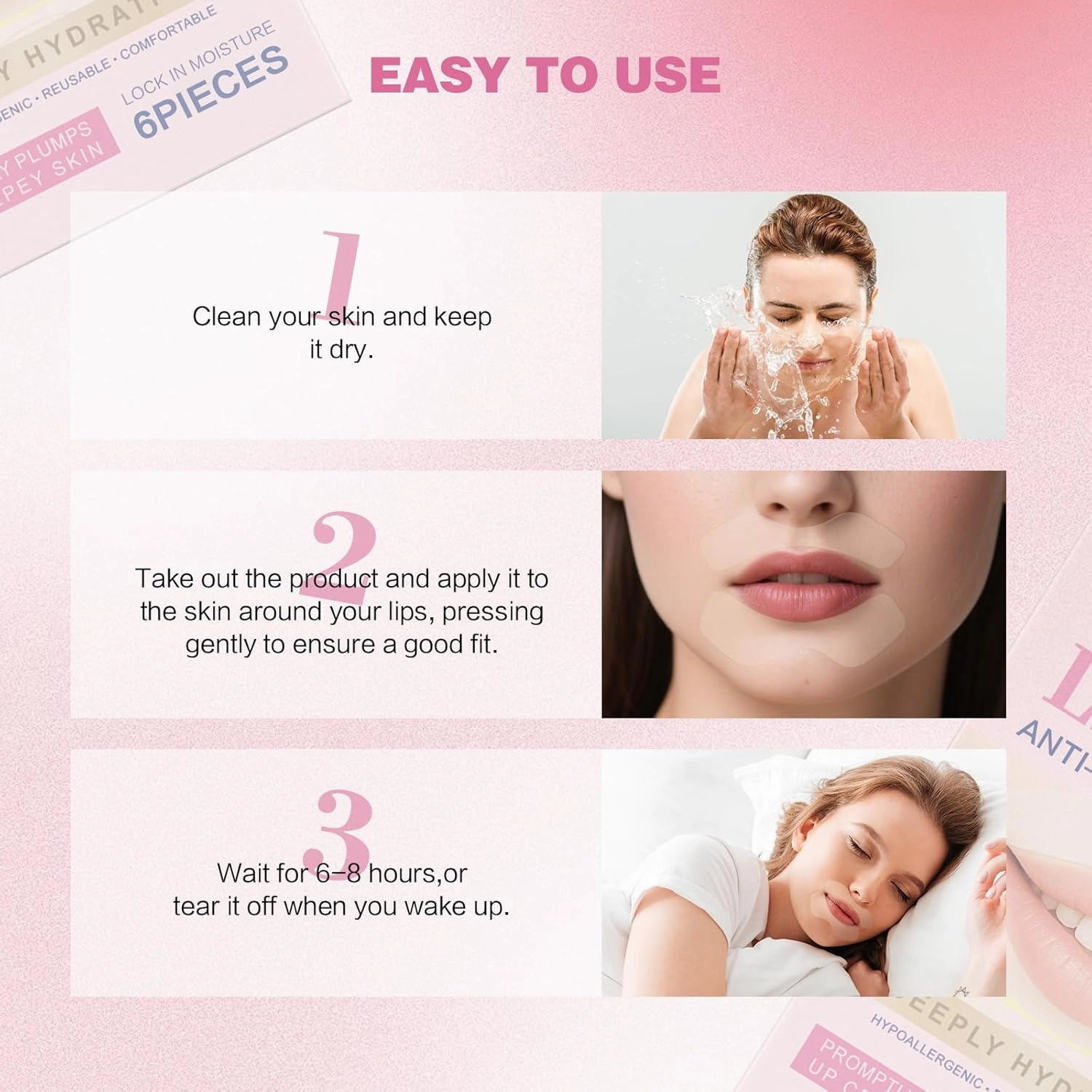 12PC Anti Wrinkle Patches for Lip, Smile Line Patches, Overnight Smoothing Anti-Wrinkle Face Patches for Smile Line & Lip Area, Wrinkles & Moisturising