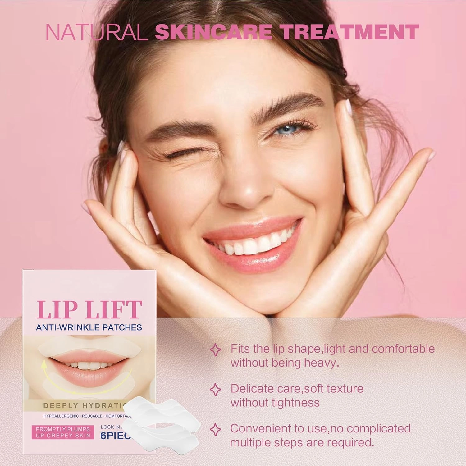 12PC Anti Wrinkle Patches for Lip, Smile Line Patches, Overnight Smoothing Anti-Wrinkle Face Patches for Smile Line & Lip Area, Wrinkles & Moisturising
