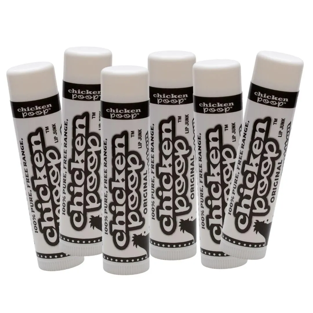 .15 oz. Chicken Poop® ORIGINAL FLAVOR Lip Junk for Dry, Chapped Lips, LIP BALM PACK OF 6
