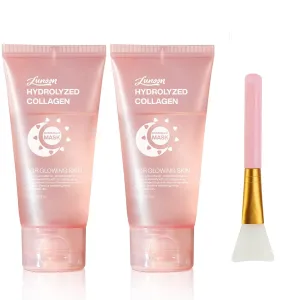 2 Pcs Collagen Night Wrapping Mask, Hydration Elasticity Firming Skin Deep Facial Treatment Bio Collagen Sleeping Mask.