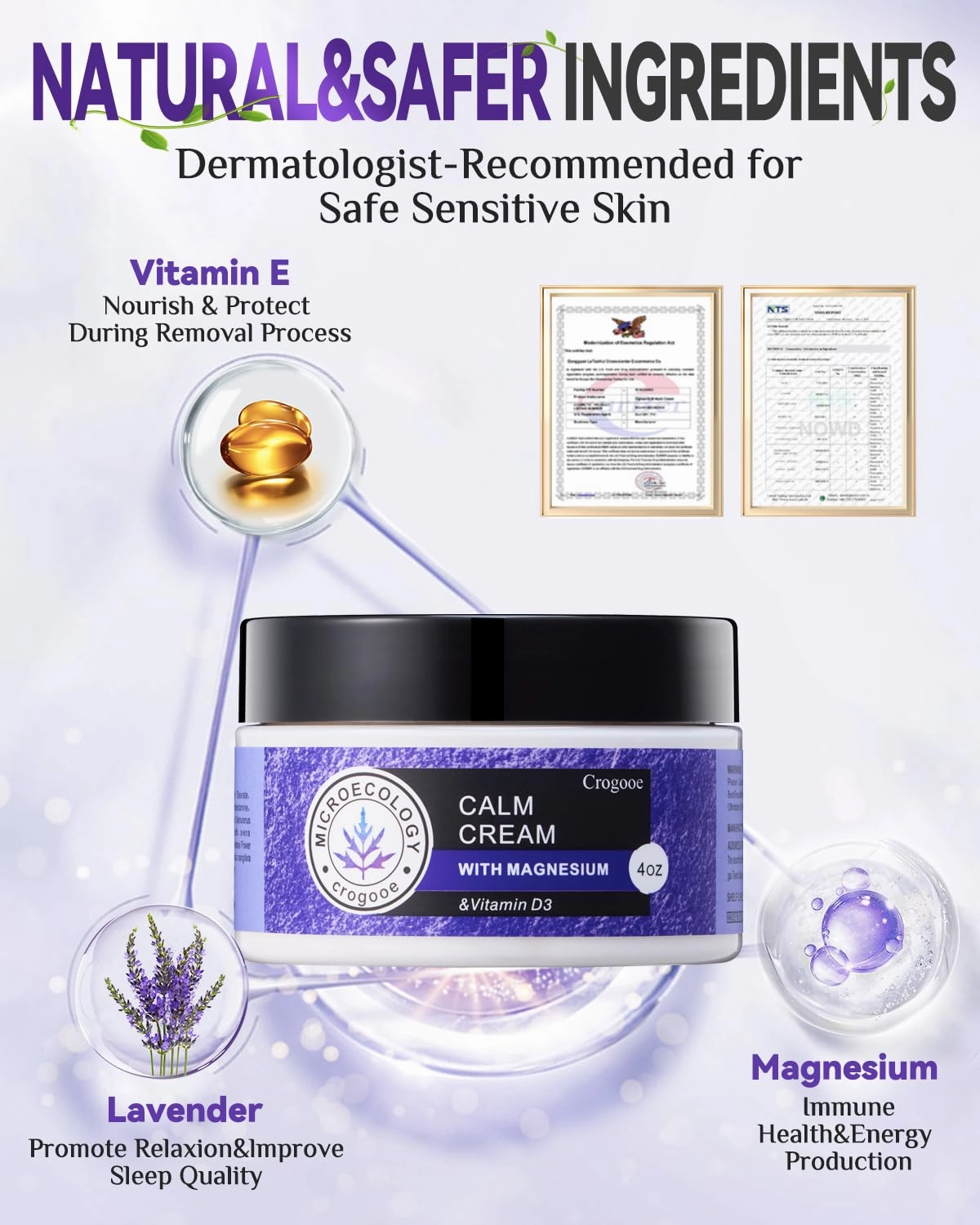 2025 Updated Magnesium Cream for Sleep: Nighttime Magnesium Lotion, Deep Hydration, Skin Care for Kid, Men, Women (Lavender)，2PC