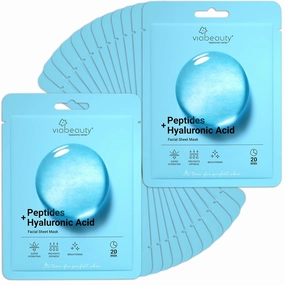 24 Pack of Hyaluronic Acid Face Mask with Peptides Complex - Deep Hydrating & Brightening Facial Sheet Mask - Moisturizing Face Masks Skincare Facial Sheets for All Skin Types