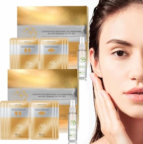 2 Box Spiral Peptide Deer Bone Collagen Essence Kit - New Instant Skin Essence Collagen Set, Long-Lasting Moisturizing and Firming, for Reduce Fine Lines & Wrinkles