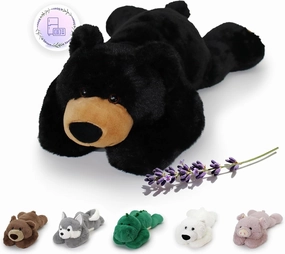 2 LB Heatable & Coolable Black Bear Weighted Stuffed Animals | Microwavable Heating Pad for Relieve Stress Soothing & Relaxation | Lavender Scented Plush Toys for Adults and Children