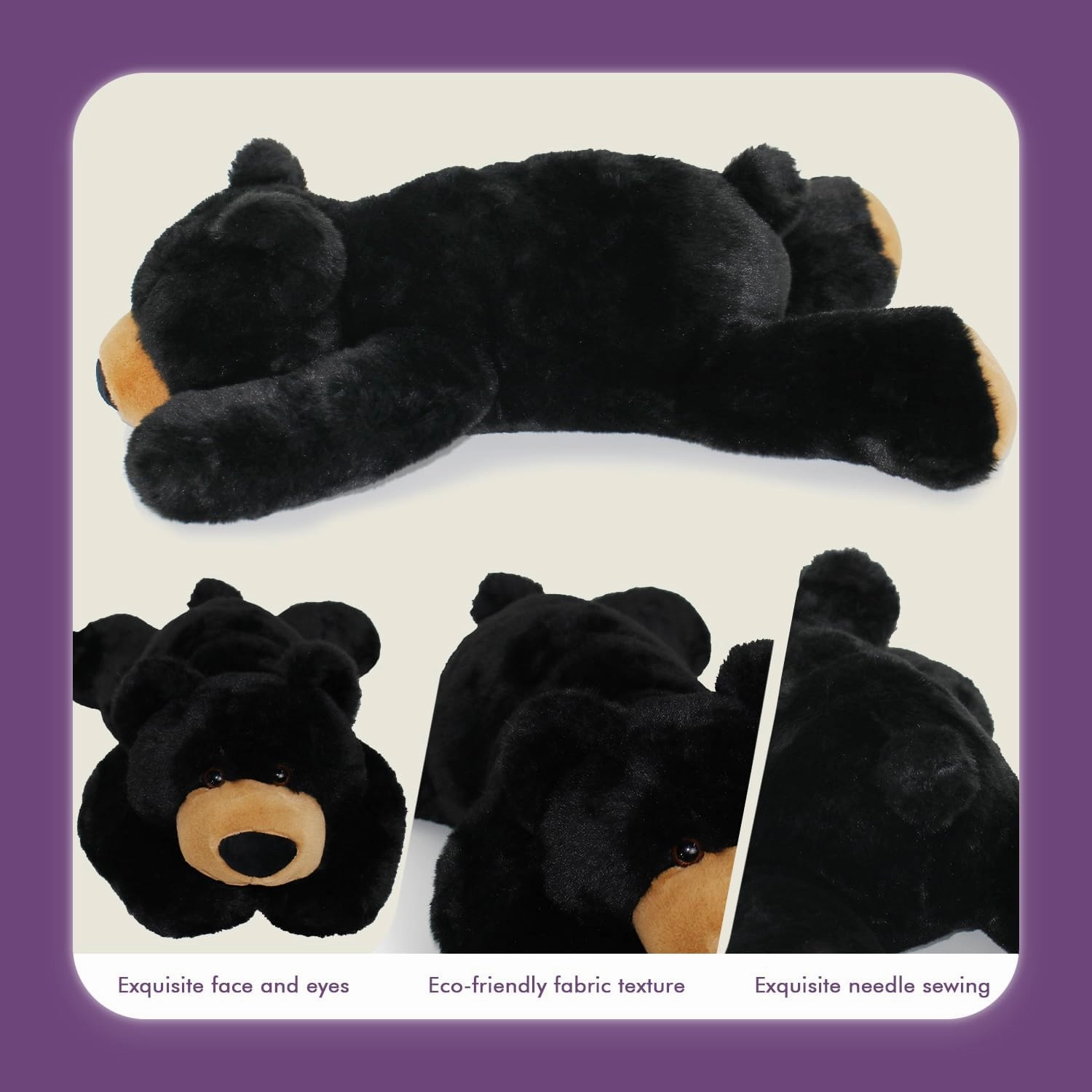 2 LB Heatable & Coolable Black Bear Weighted Stuffed Animals | Microwavable Heating Pad for Relieve Stress Soothing & Relaxation | Lavender Scented Plush Toys for Adults and Children