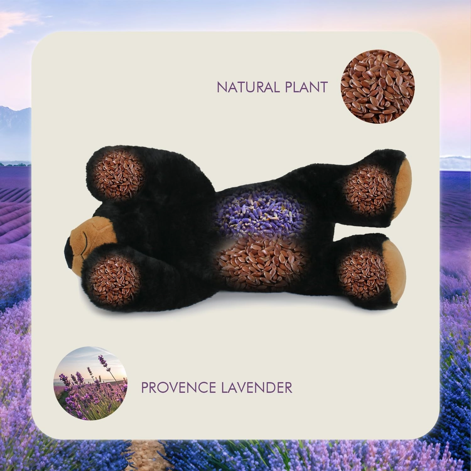 2 LB Heatable & Coolable Black Bear Weighted Stuffed Animals | Microwavable Heating Pad for Relieve Stress Soothing & Relaxation | Lavender Scented Plush Toys for Adults and Children