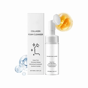 2pcs Collagen Facial Cleanser Mousse Deep Cleansing Skincare Controls Oil Moisturizing Firming Face Wash Foam Cleanser Skin Care
