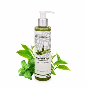 3 in 1 Shower Gel | Tea Tree & Mint Therapeutic Oils | Hair, Face & Body Wash | Soothes & Nourishes Skin | Detoxifying Formula | Paraben & Sulfate Free (200ml)