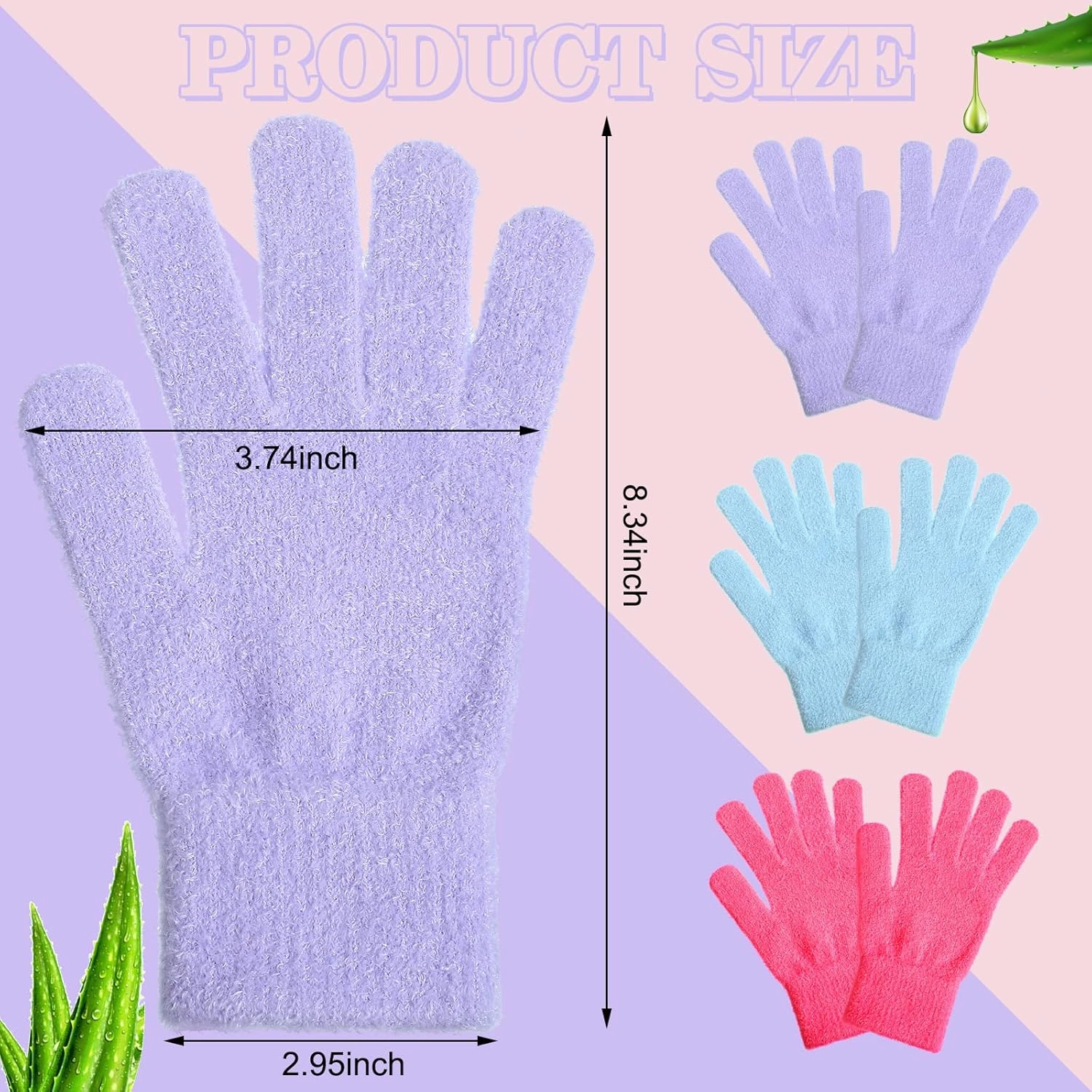 3 Pairs Moisturizing Aloe Gloves for Dry Hands Overnight Aloe Spa Infused Hydrating Cracked Hand Moisturizer Gloves for Women Men Chapped Skin(Stylish Color)