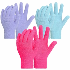 3 Pairs Moisturizing Aloe Gloves for Dry Hands Overnight Aloe Spa Infused Hydrating Cracked Hand Moisturizer Gloves for Women Men Chapped Skin(Stylish Color)