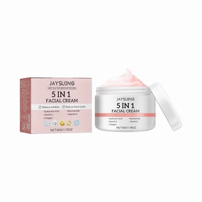 5-in-1 Firming Face Cream - Peptide Complex for Wrinkle Smoothing & Deep Hydration, Age-Defying Moisturizer with Ceramides 1.76oz Vegan Formula