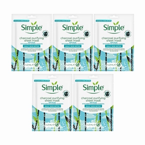 5x Simple Daily Skin Detox Charcoal Purifying Sheet Mask 21mL