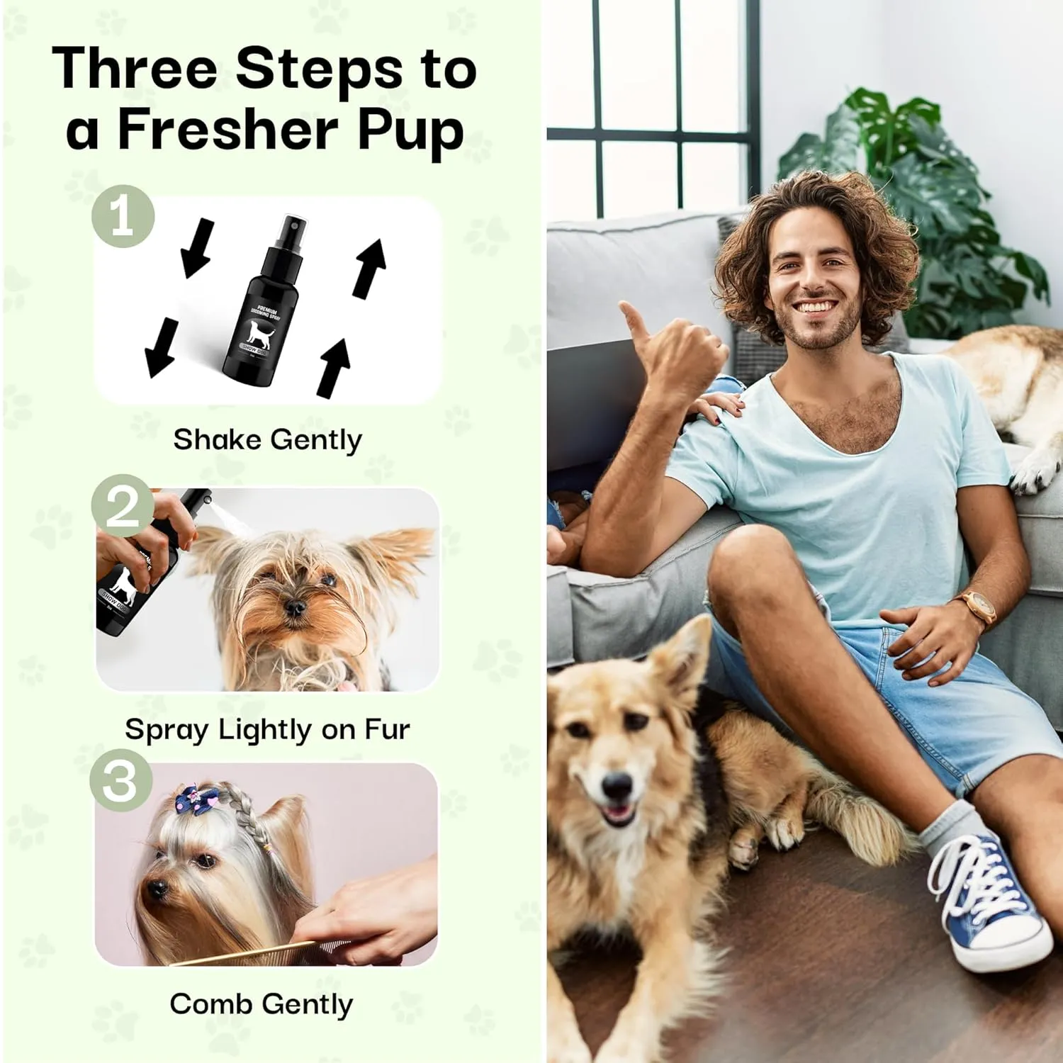 605Products Premium Dog Cologne & Odor Eliminator - Long Lasting Puppy Perfume, Deodorant & Grooming Spray with Essential Oils, 2oz Show Dog (3-Pack)