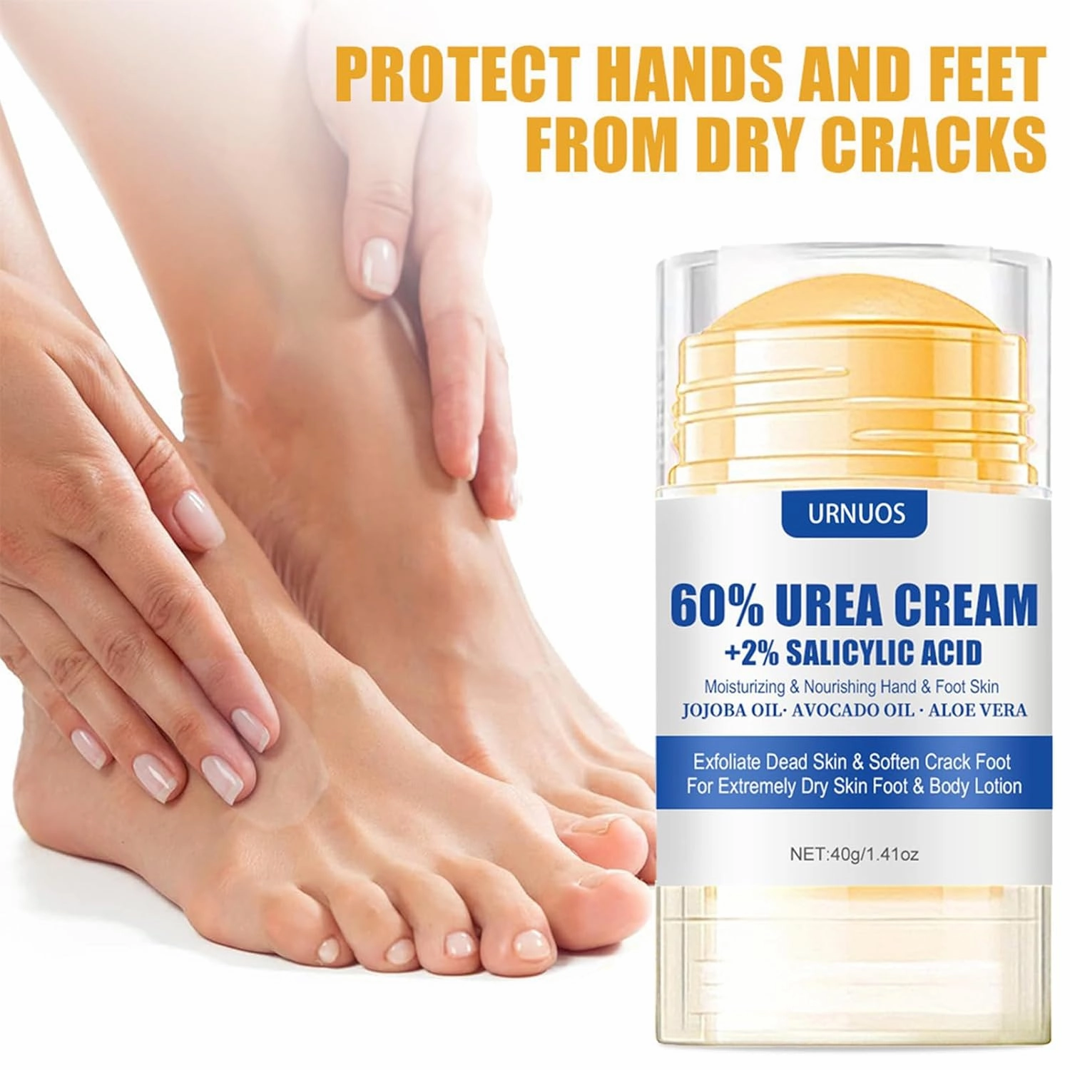 60% Urea plus 2% Salicylic Acid Foot Cream Moisturizer for Dry Cracked Feet Knees Elbows Hands Hydrates &Nourish Foot Care for Softens Skin Exfoliates DeadSkin Smoothing Skin Women and Men 1.41oz (1)