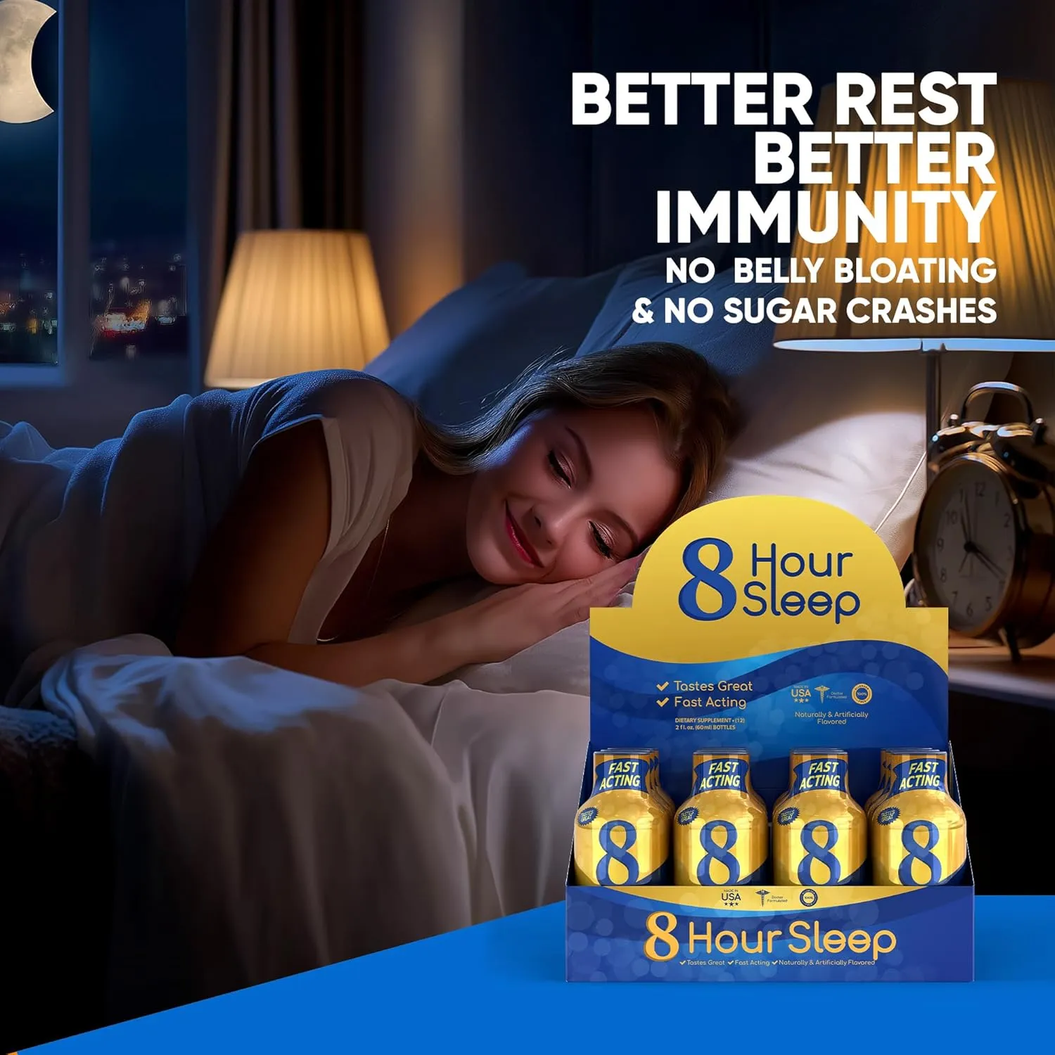 8-Hour Sleep Drink Shot – Mixed Berry – Sleep Aid for Adults with Melatonin, Valerian & L-Theanine – Supports Deep Sleep, Relaxation, Stress & Jet Lag Recovery – Zero Sugar – 1.93 fl oz, 48-Pack