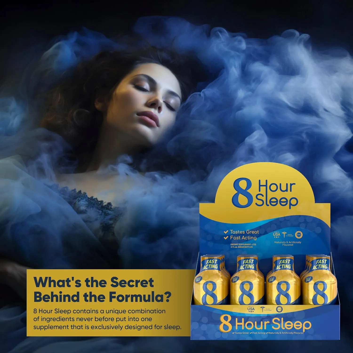 8-Hour Sleep Drink Shot – Mixed Berry – Sleep Aid for Adults with Melatonin, Valerian & L-Theanine – Supports Deep Sleep, Relaxation, Stress & Jet Lag Recovery – Zero Sugar – 1.93 fl oz, 48-Pack