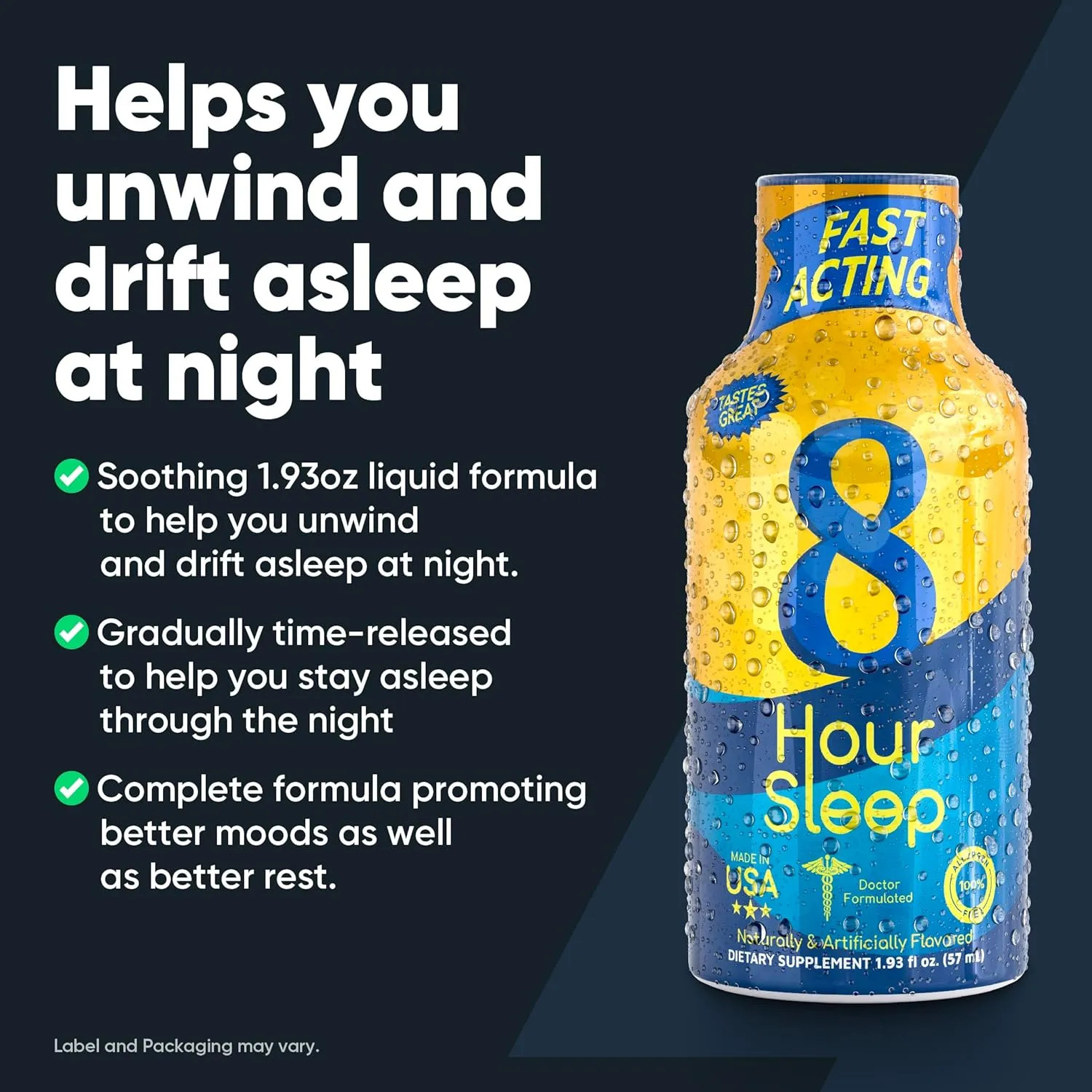 8-Hour Sleep Drink Shot – Mixed Berry – Sleep Aid for Adults with Melatonin, Valerian & L-Theanine – Supports Deep Sleep, Relaxation, Stress & Jet Lag Recovery – Zero Sugar – 1.93 fl oz, 48-Pack