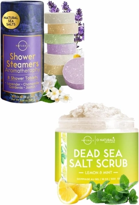 8-Pcs Shower Steamers Aromatherapy and Exfoliating Lemon Oil Dead Sea Salt Bundle - Deep-Cleansing Face & Body Scrub Shower Steamers for Women - Shower Bomb, Shower Bombs Aromatherapy