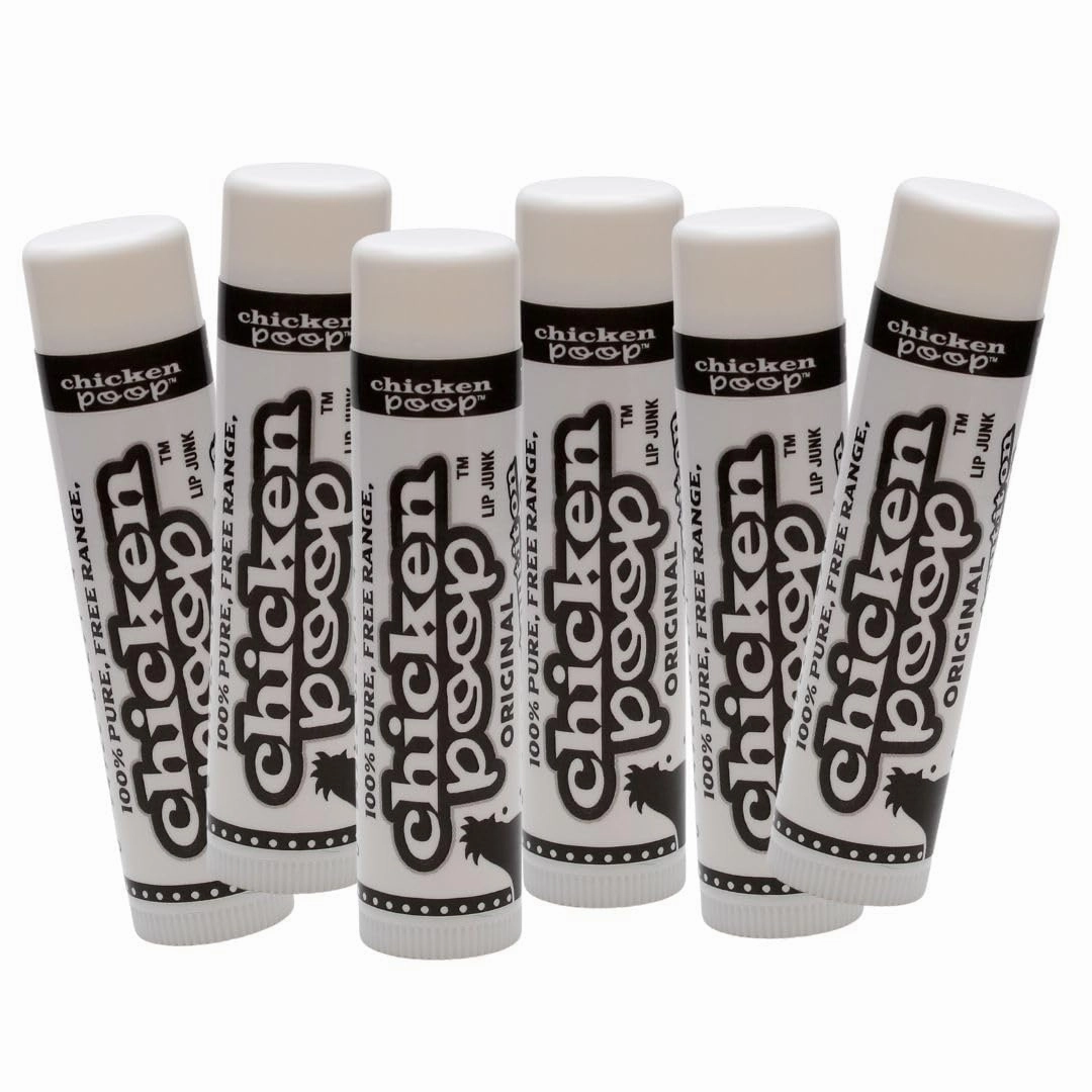 .15 oz. Chicken Poop® ORIGINAL FLAVOR Lip Junk for Dry, Chapped Lips, LIP BALM PACK OF 6