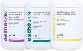 (3 Pack) estheSKIN Collagen Aloe Vitamin Facial Massage Cream for European Skin Care, 33.8 fl.oz. / 1000 ml