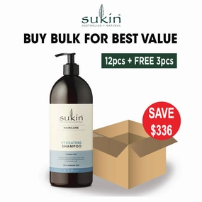 [Bulk Pack] Sukin Hydrating Shampoo 1L (12pcs   FREE 3pcs)