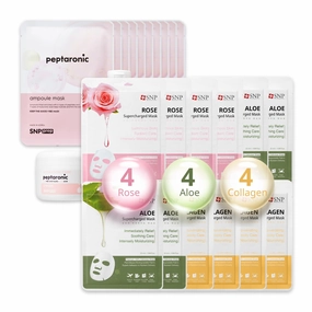 [K Beauty Snp] Peptaronic Skincare 4-in-1 Set & Supercharged Sheet Mask Set