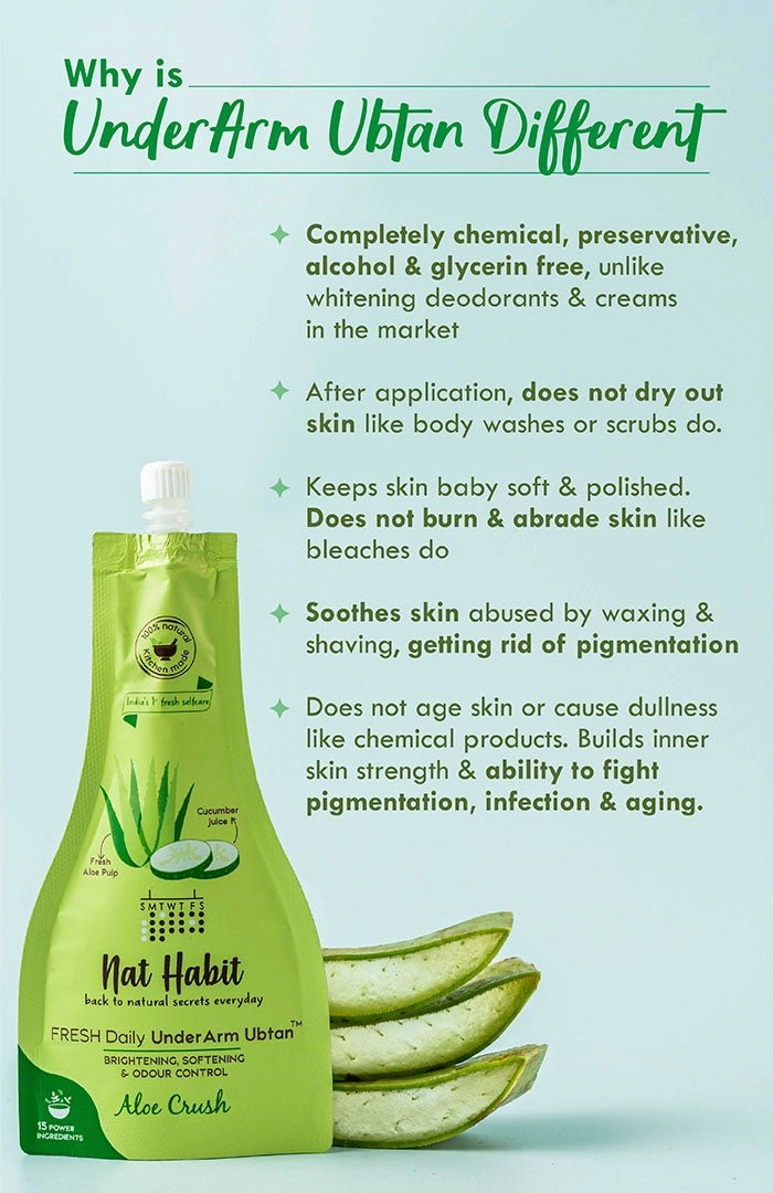 <strong>Aloe Crush UnderArm Ubtan</strong> <br><i>Brightening, Softening & Odour Control</i>
