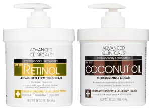 Advanced Clinicals Coconut Oil Moisturizing Cream   Retinol Firming Cream Set