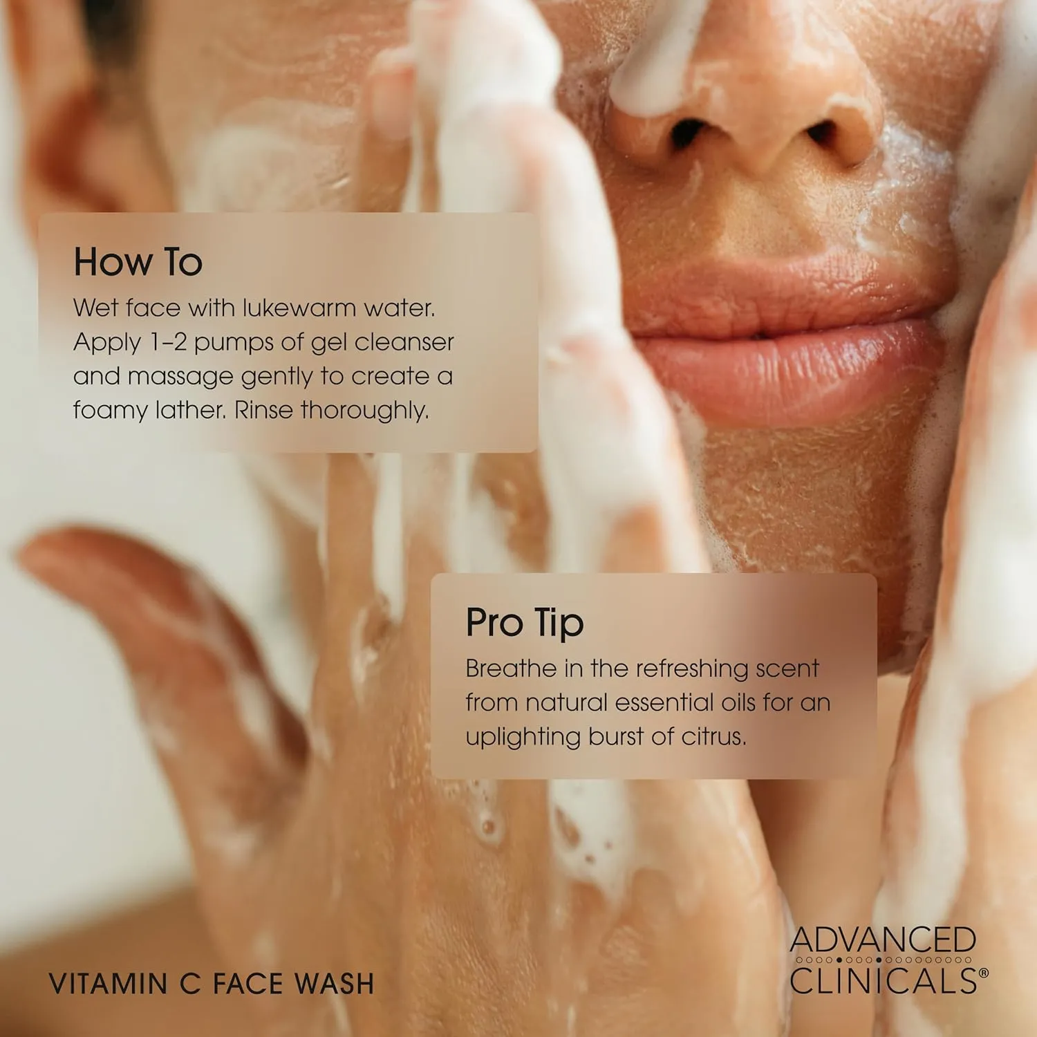 Advanced Clinicals Gentle Vitamin C Face Wash For Women & Men | Citrus Scented Gel Facial Cleanser Soap | Aloe Vera   Ferulic Acid Hydrating Foaming Wash For Cleansing Dirt & Oil, Large 11.75 Fl Oz