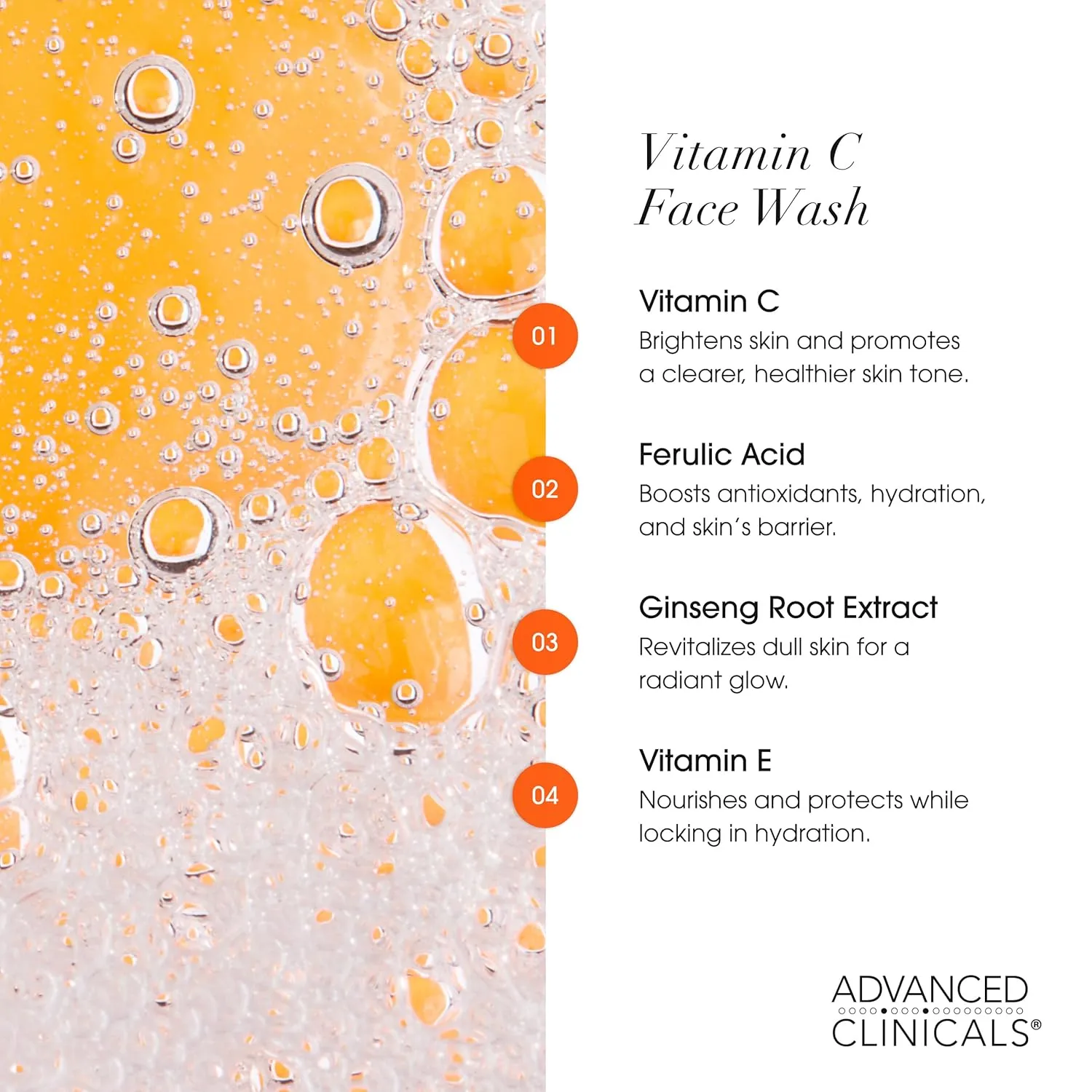 Advanced Clinicals Gentle Vitamin C Face Wash For Women & Men | Citrus Scented Gel Facial Cleanser Soap | Aloe Vera   Ferulic Acid Hydrating Foaming Wash For Cleansing Dirt & Oil, Large 11.75 Fl Oz