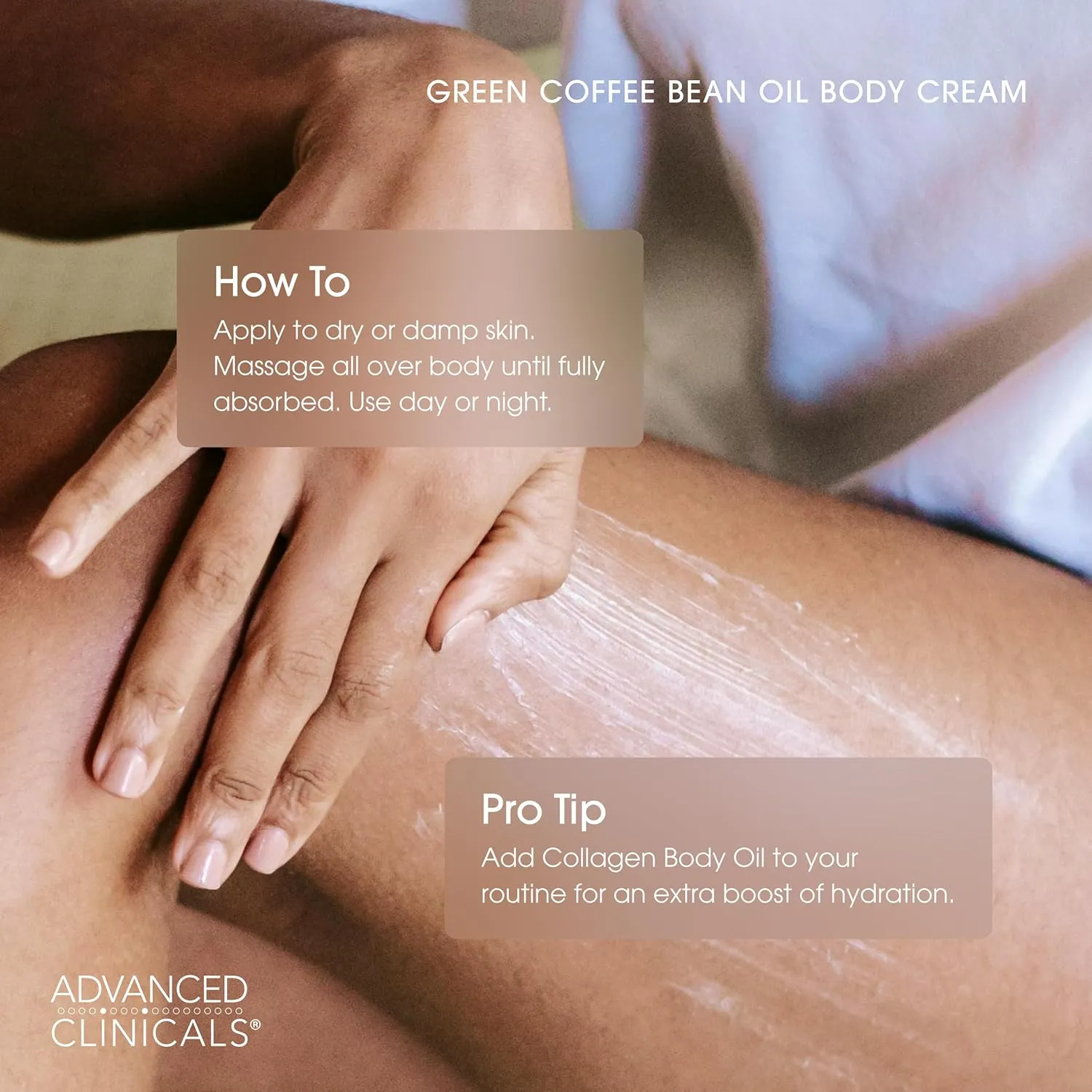Advanced Clinicals Green Coffee Bean Thermo - Firming Body Lotion | Caffeine Infused Collagen Cream Moisturizer & Body Cream For Women, Stomach, Legs, & To Improve Look Of Textured Crepey Skin, 16 Oz