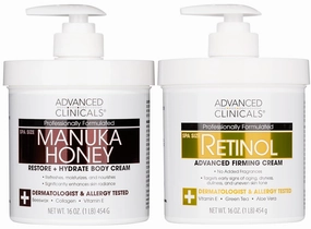 Advanced Clinicals Manuka Honey Hydrating Cream   Retinol Firming Cream Set