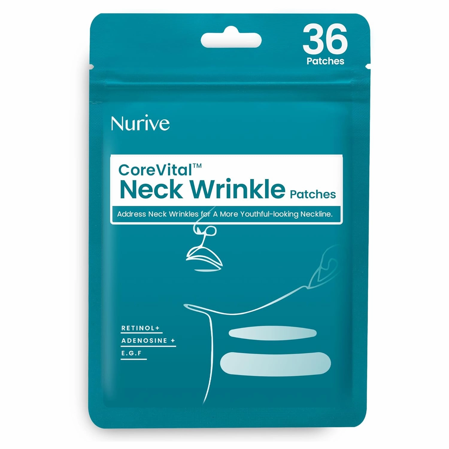 Advanced Wrinkle Patches 60ct Smile Line, Frown Line Wrinkle Patches for Facial Korean Skin Care Face Wrinkle Tape Invisible Overnight with Retinol & Collagen (Medium (Neck))