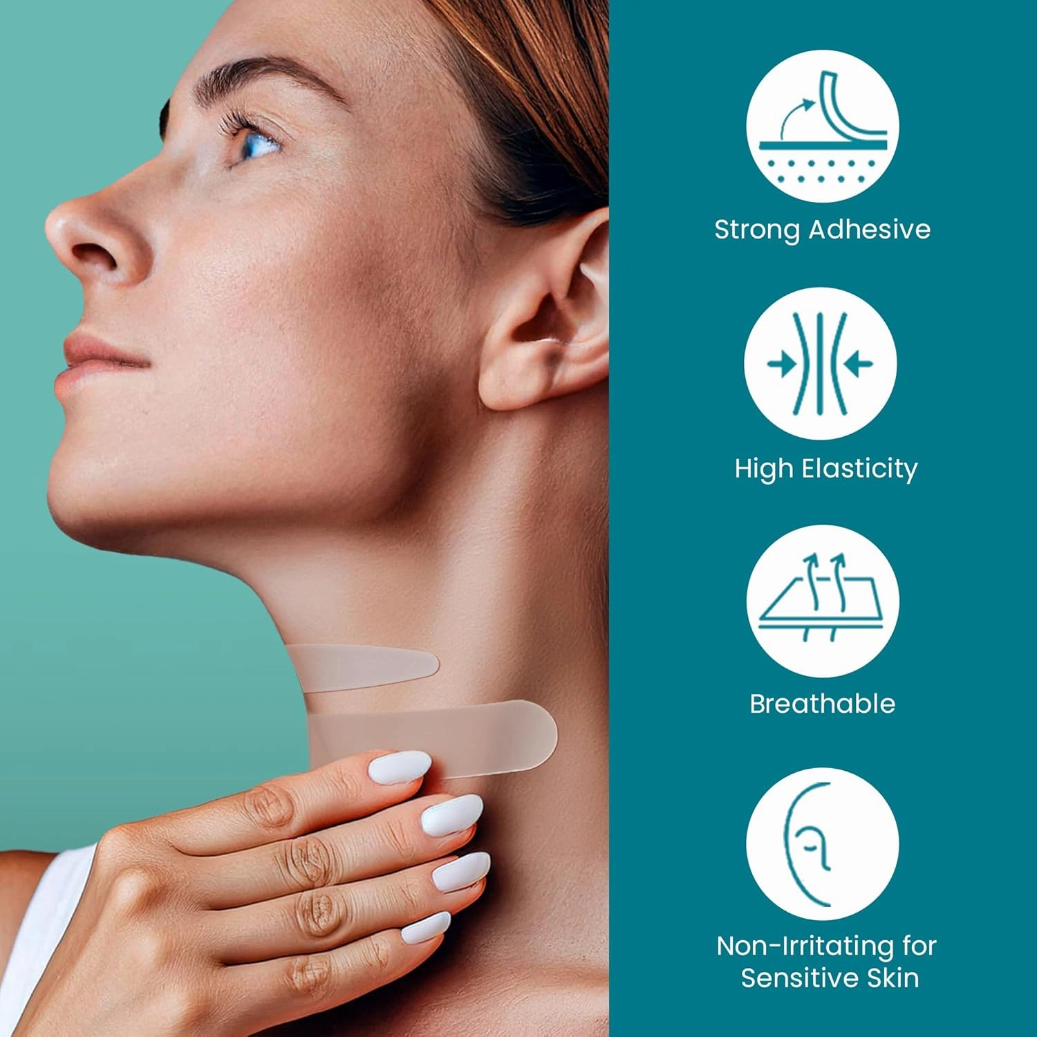 Advanced Wrinkle Patches 60ct Smile Line, Frown Line Wrinkle Patches for Facial Korean Skin Care Face Wrinkle Tape Invisible Overnight with Retinol & Collagen (Medium (Neck))