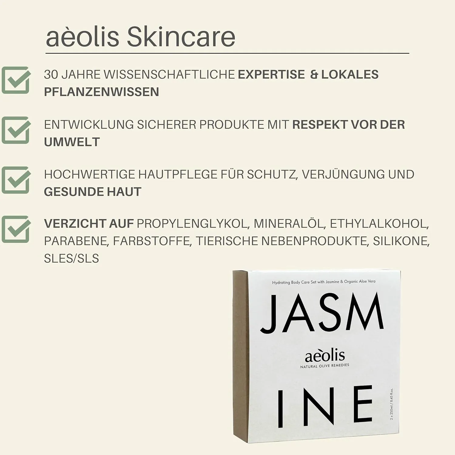AEOLIS Hydrating Care Shower Gel with Jasmine and Natural Aloe Vera, All-Natural Olive Oil Extract from Greece, Cleanses and Moisturizes, for Men and Women, 8.45 Fl.oz