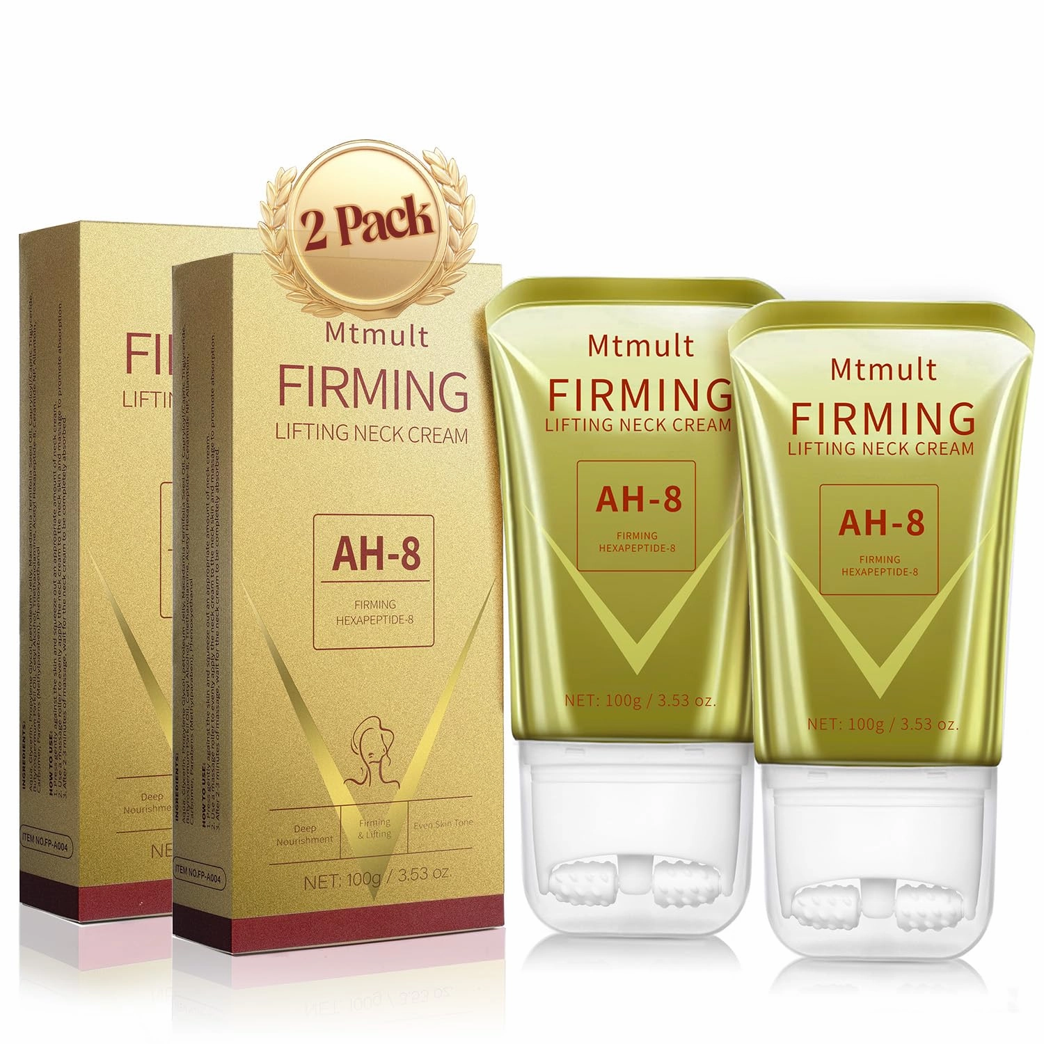 AH-8 Firming Neck Cream, Neck Creams for Tightening and Firming, Neck Cream Tightening Lifting Sagging Skin, Hydrolyzed Collagen, Ceramide NP, Allantoin, Lifting Cream for Women & Men (Pack 2)