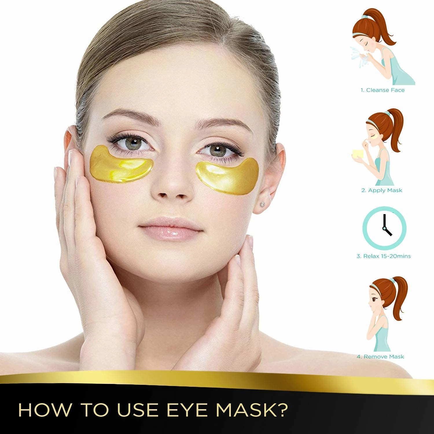 AICHUN BEAUTY 10/20/30/40/100 Pairs Crystal 24K Gold Powder Gel Collagen Eye Mask Sheet Patch, Anti Ageing, Remove Bags, Dark Circles & Puffiness, Skincare, Anti Wrinkle, Moisturising (40)