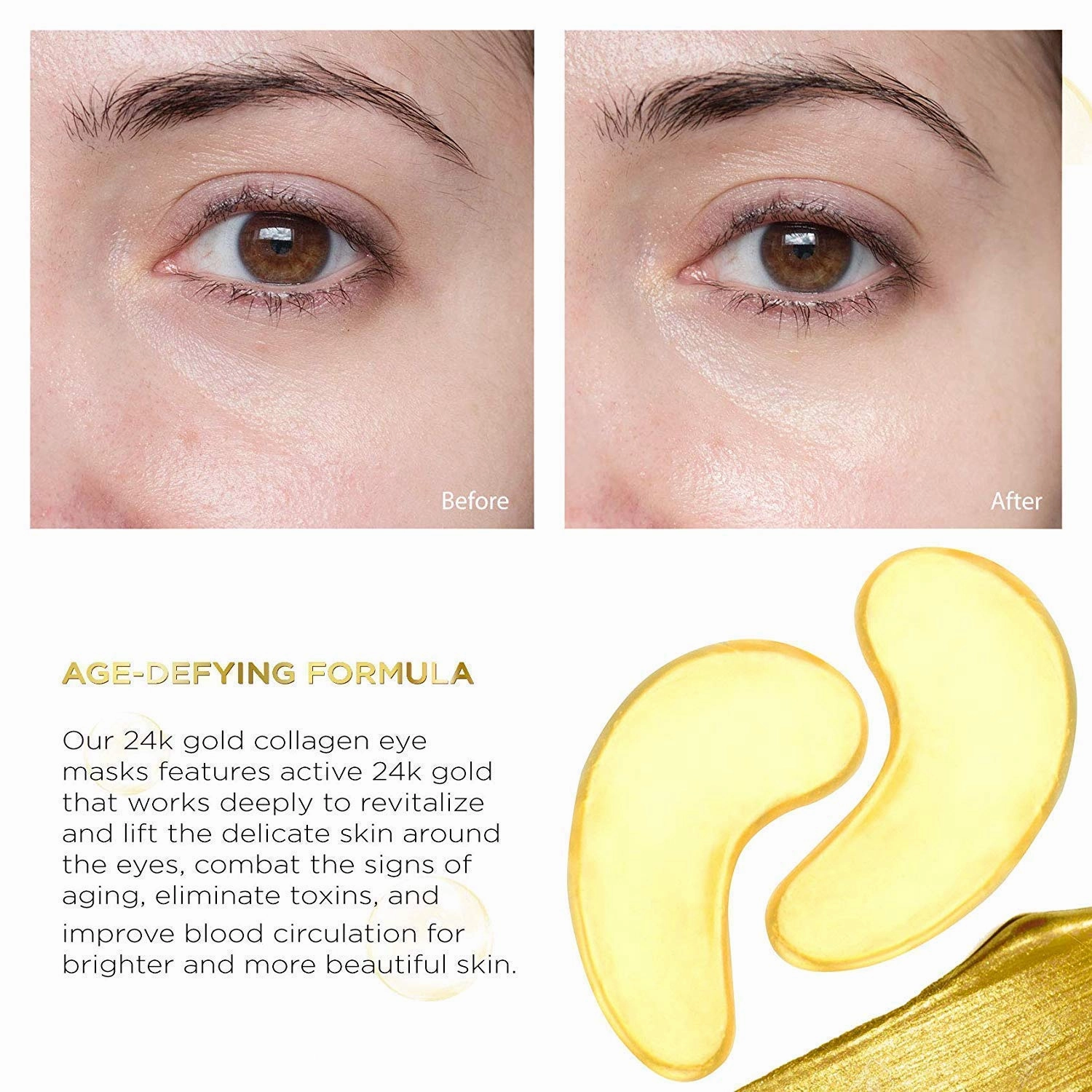 AICHUN BEAUTY 10/20/30/40/100 Pairs Crystal 24K Gold Powder Gel Collagen Eye Mask Sheet Patch, Anti Ageing, Remove Bags, Dark Circles & Puffiness, Skincare, Anti Wrinkle, Moisturising (40)