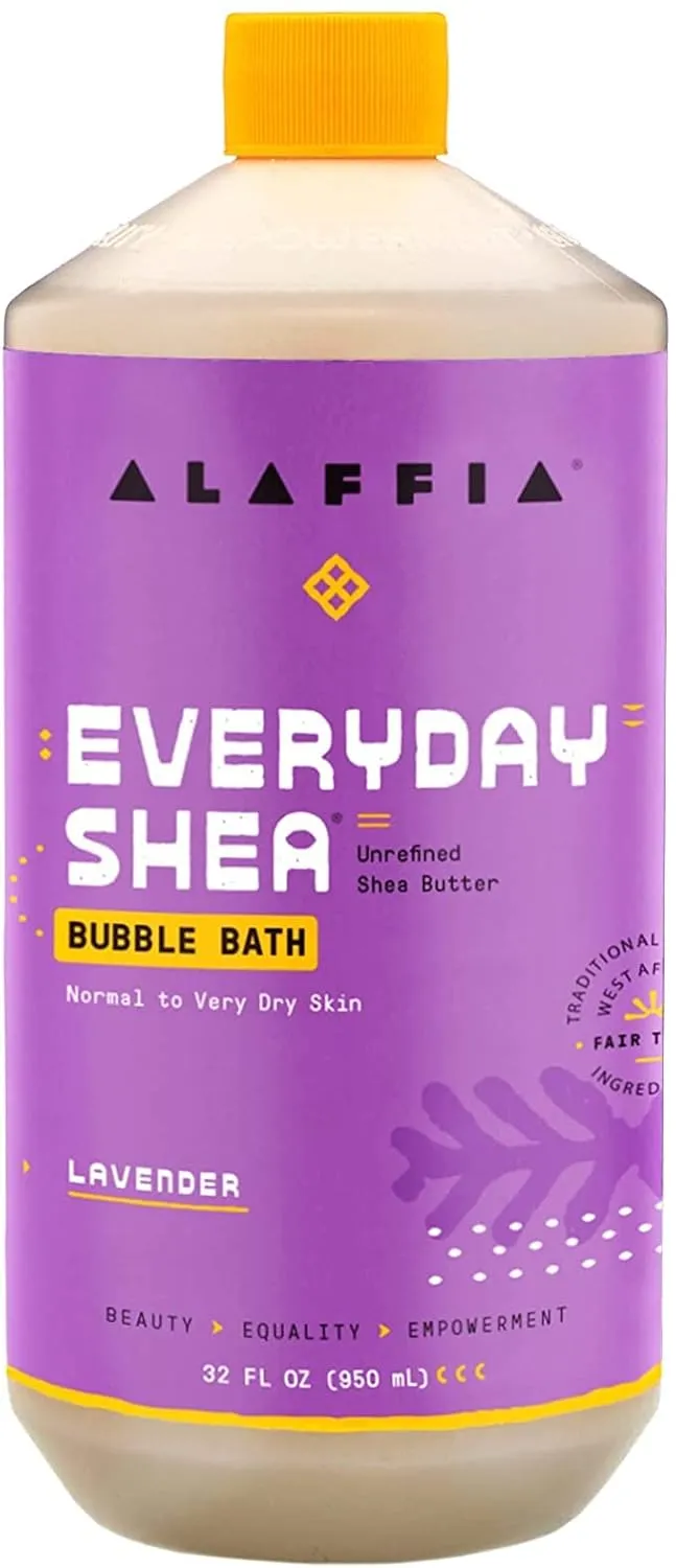 Alaffia Bubble Bath for Women, Lavender – Everyday Shea Butter Formula with Wild Yam, 32 Fl Oz
