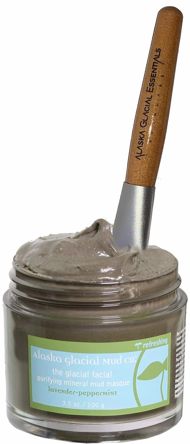 Alaska Glacial Facial Purifying Anti-Aging Mud Mask with Pure Mineral Rich Glacial Clay for All Skin Types - Lavender-Peppermint - 3.5oz