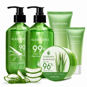 All Purpose Aloe Vera Gels Set - 5 Pieces - 300g Aloe Vera Gel, 300g Aloe Vera Gel   Tea Tree Oil, 200g Aloe Vera Gel, 114g Aloe Vera Gel & 45g Aloe Vera Gel