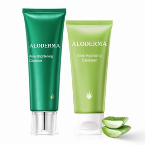 Aloderma Aloe Cleanser Set, 2 Pieces - Hydrating Cleanser, Brightening Cleanser
