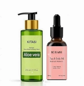 Aloevera Body wash 210 ml And Body Oil 30 ml, Suitable for Sensitive, Skin care combo