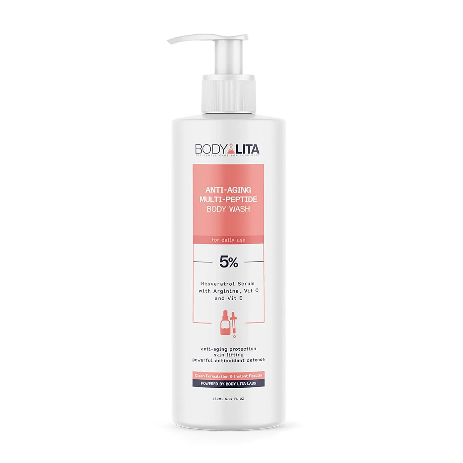 Anti Aging Multi-Peptide Body Wash with Beta Glucan, Skin Renewal, Deep Hydration, Wrinkle Reduction, 5.07 Fl Oz (1)